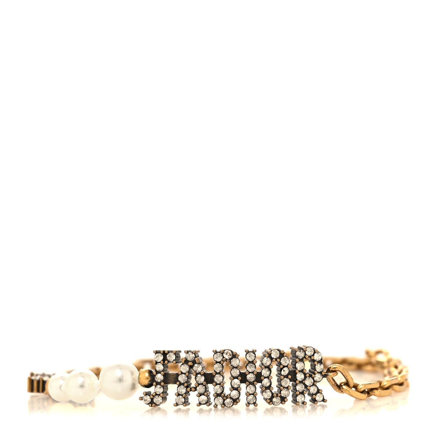 Metal Crystal Pearl J'Adior Bracelet Gold