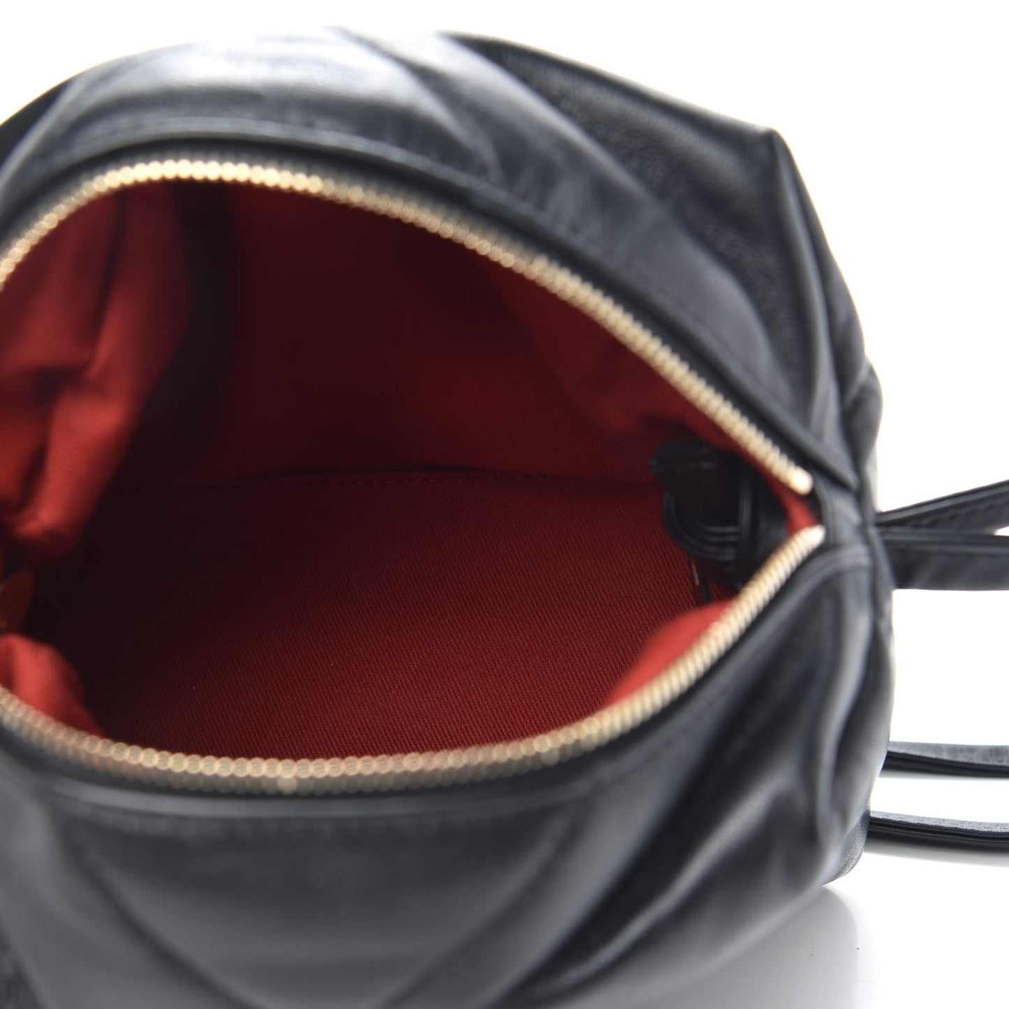 Lambskin Quilted Small Bowling Bag Black