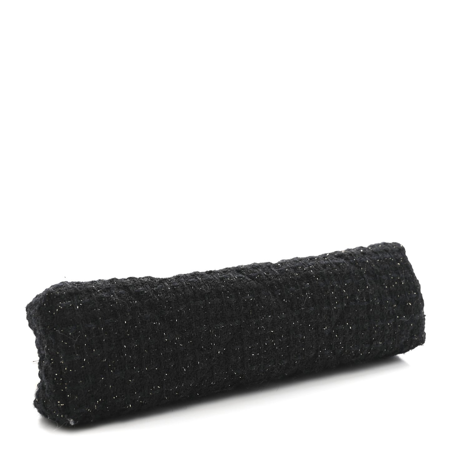 Tweed Quilted Kiss Lock Clutch Black