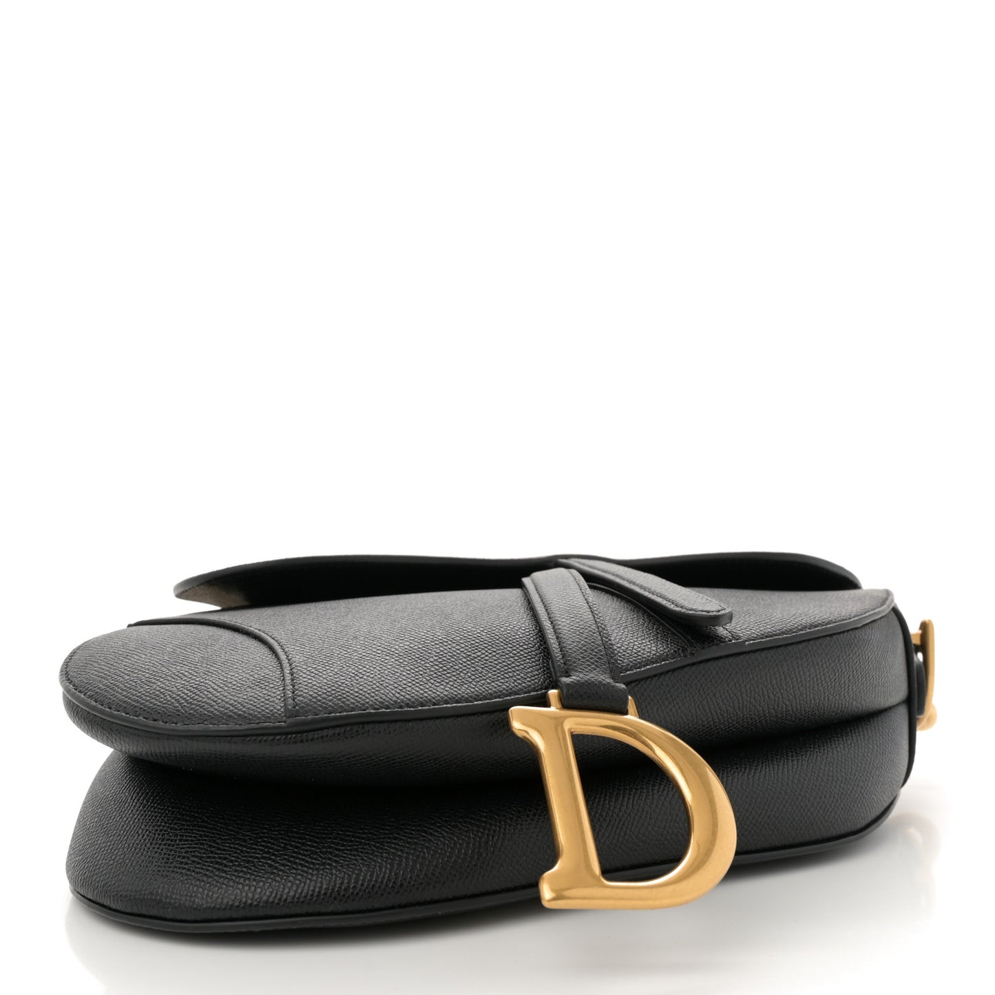 Grained Calfskin Saddle Bag With Strap Black