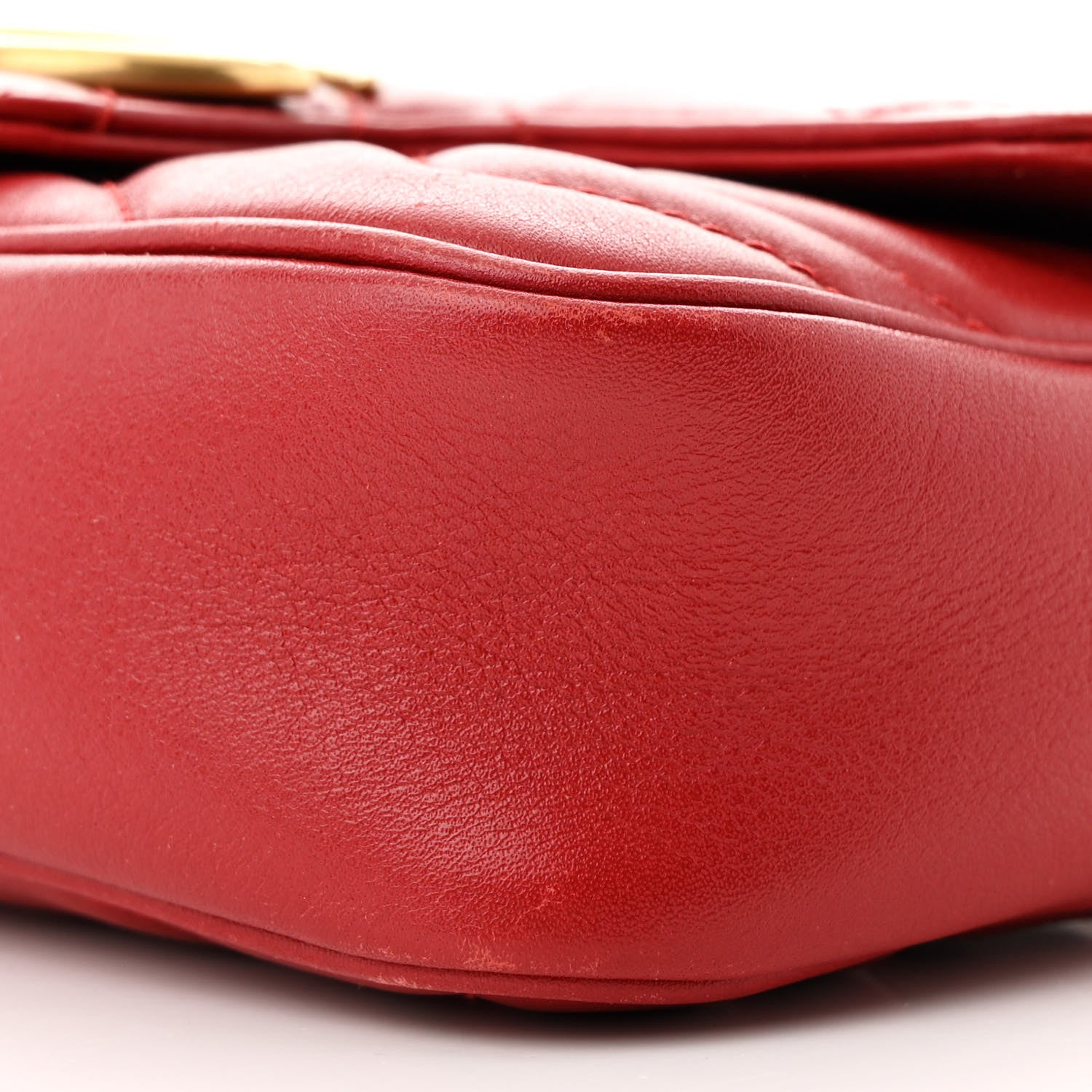 Gucci Calfskin Matelasse Super Mini GG Marmont Shoulder Bag Hibiscus Red 10 of 11