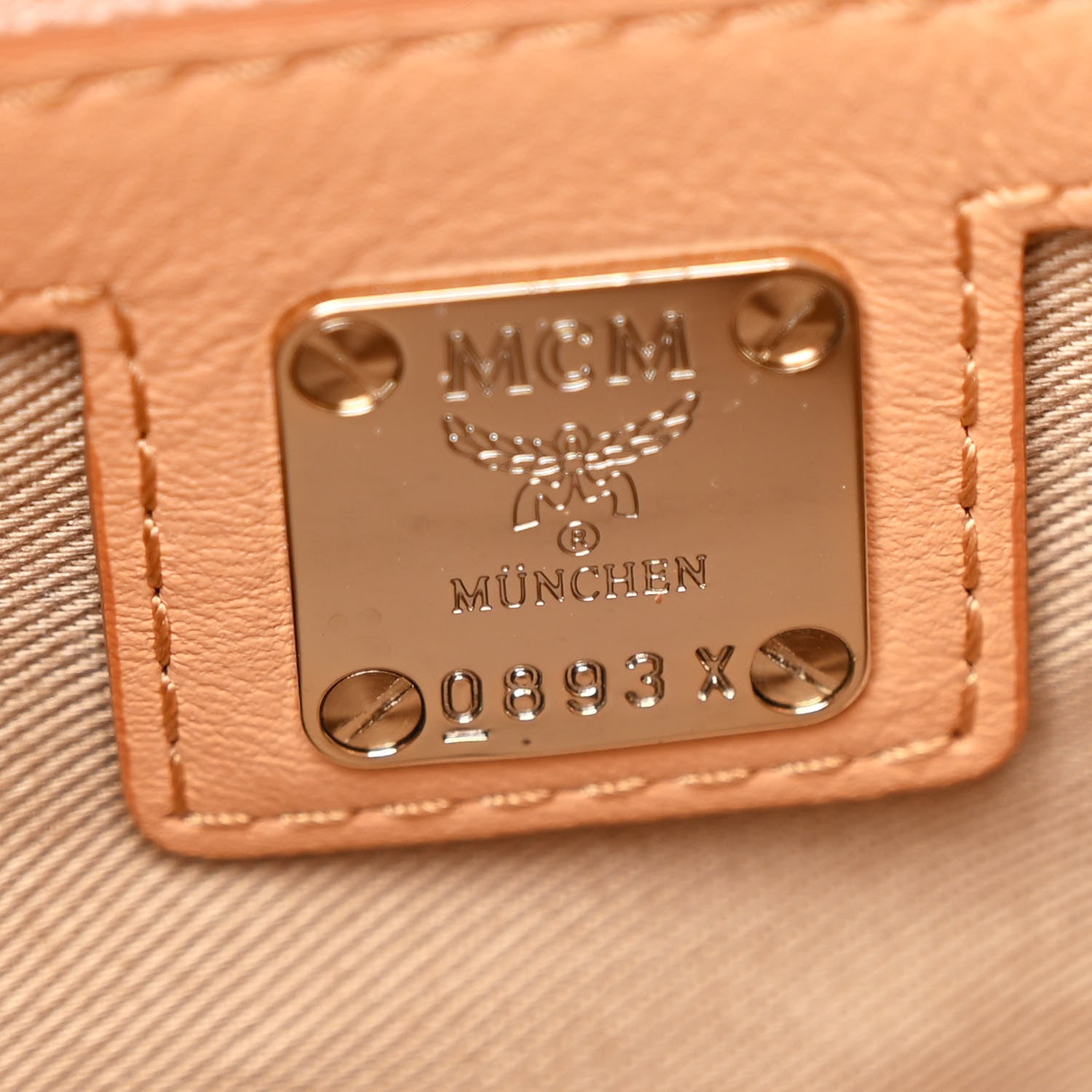MCM Calfskin Ottomar Monogram Essential Crossbody Bag Sandstone 6 of 11