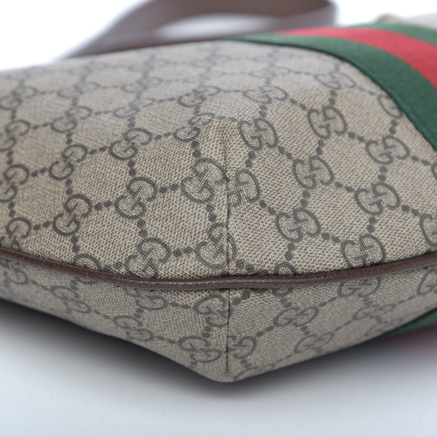 GG Supreme Monogram Web Small Ophidia Half Moon Hobo Brown
