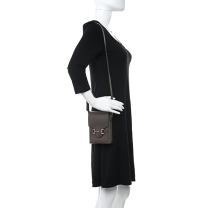 Gucci Boarded Plutone Calfskin Mini Horsebit 1955 Crossbody Bag New Acero 2 of 12