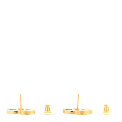 Chanel Metal CC Earrings Gold White 3 of 4