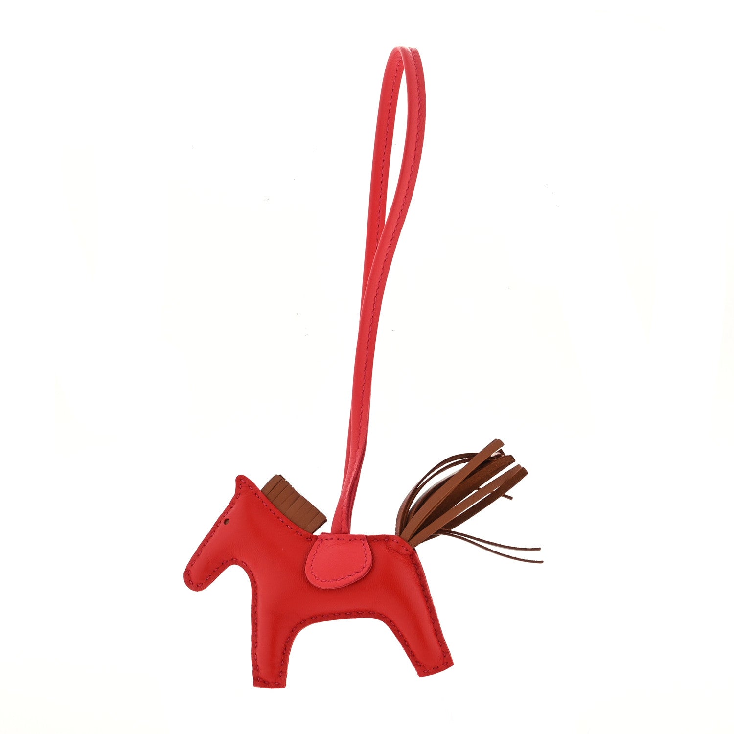Hermes Milo Lambskin Grigri Rodeo Horse Bag Charm PM Rouge Indien Gold Bougainvillea 1 of 3