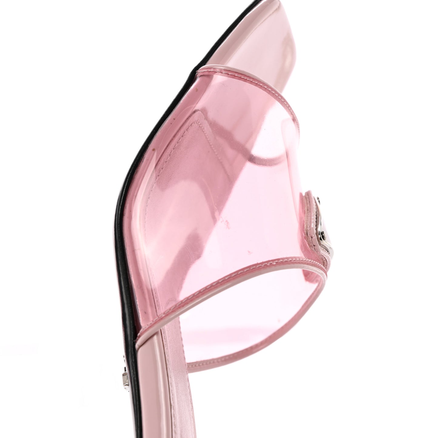 Plexiglass Vernice Metal Triangle Logo 65mm Slide Sandals 37 Alabastro