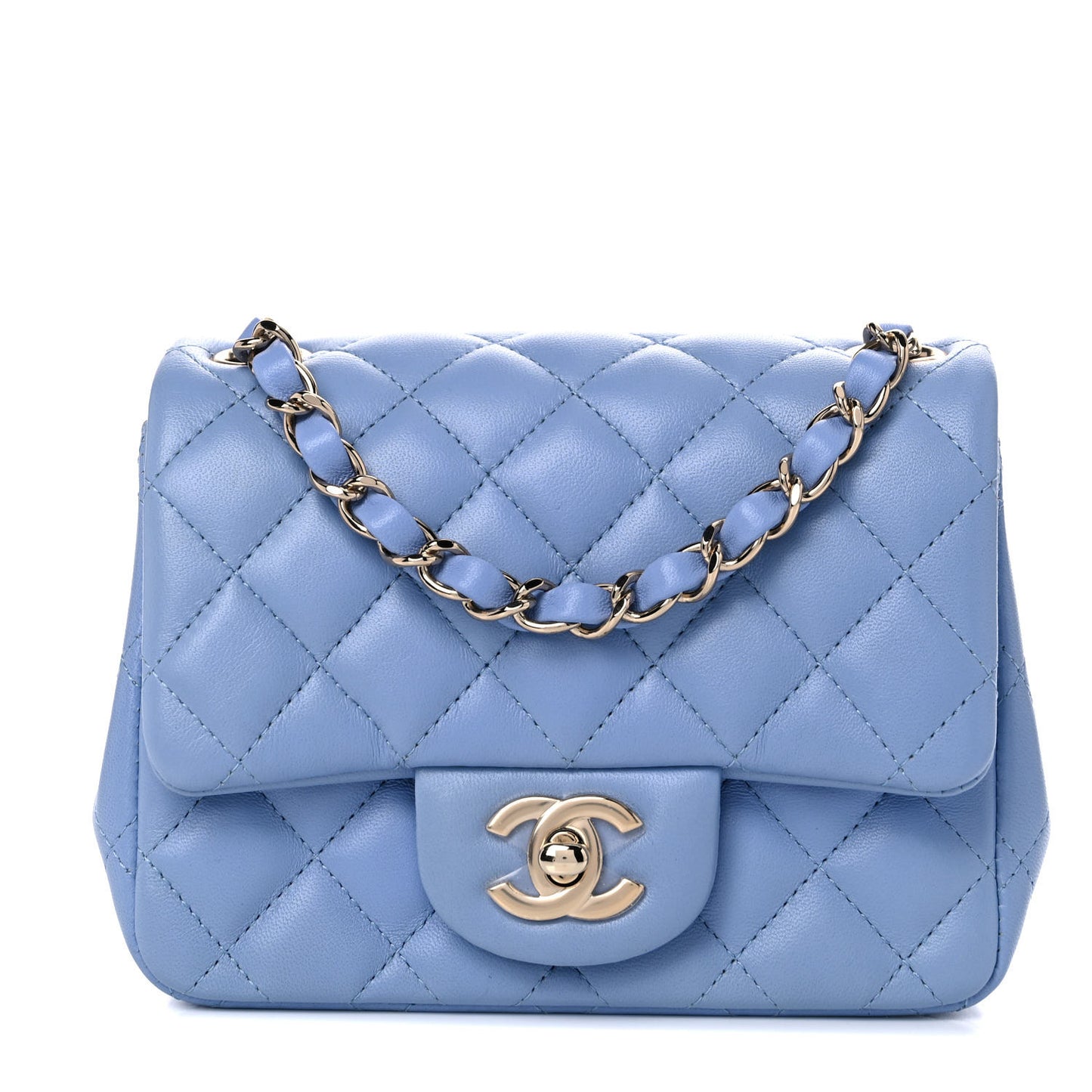 Lambskin Quilted Mini Square Flap Blue