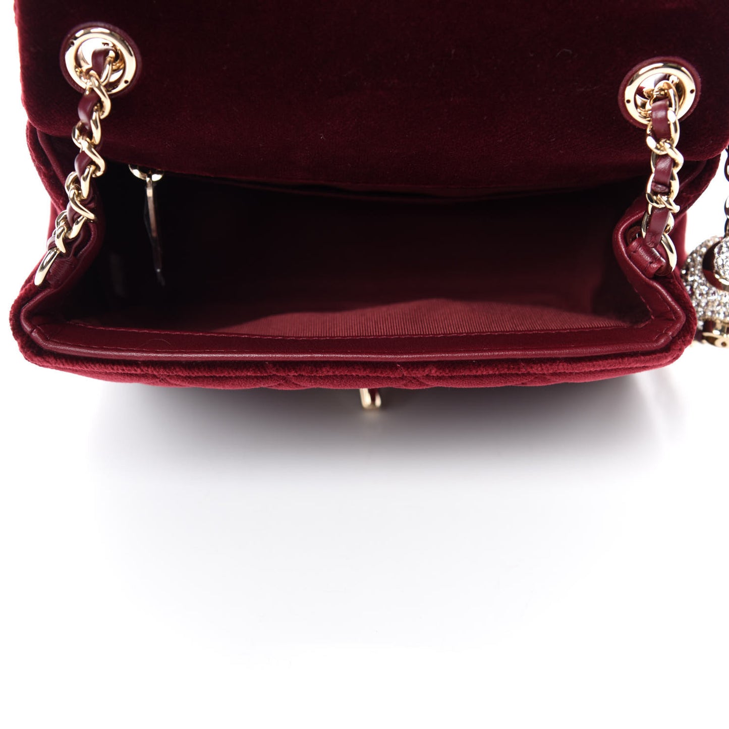 Velvet Quilted Mini Pearl Crush Flap Burgundy