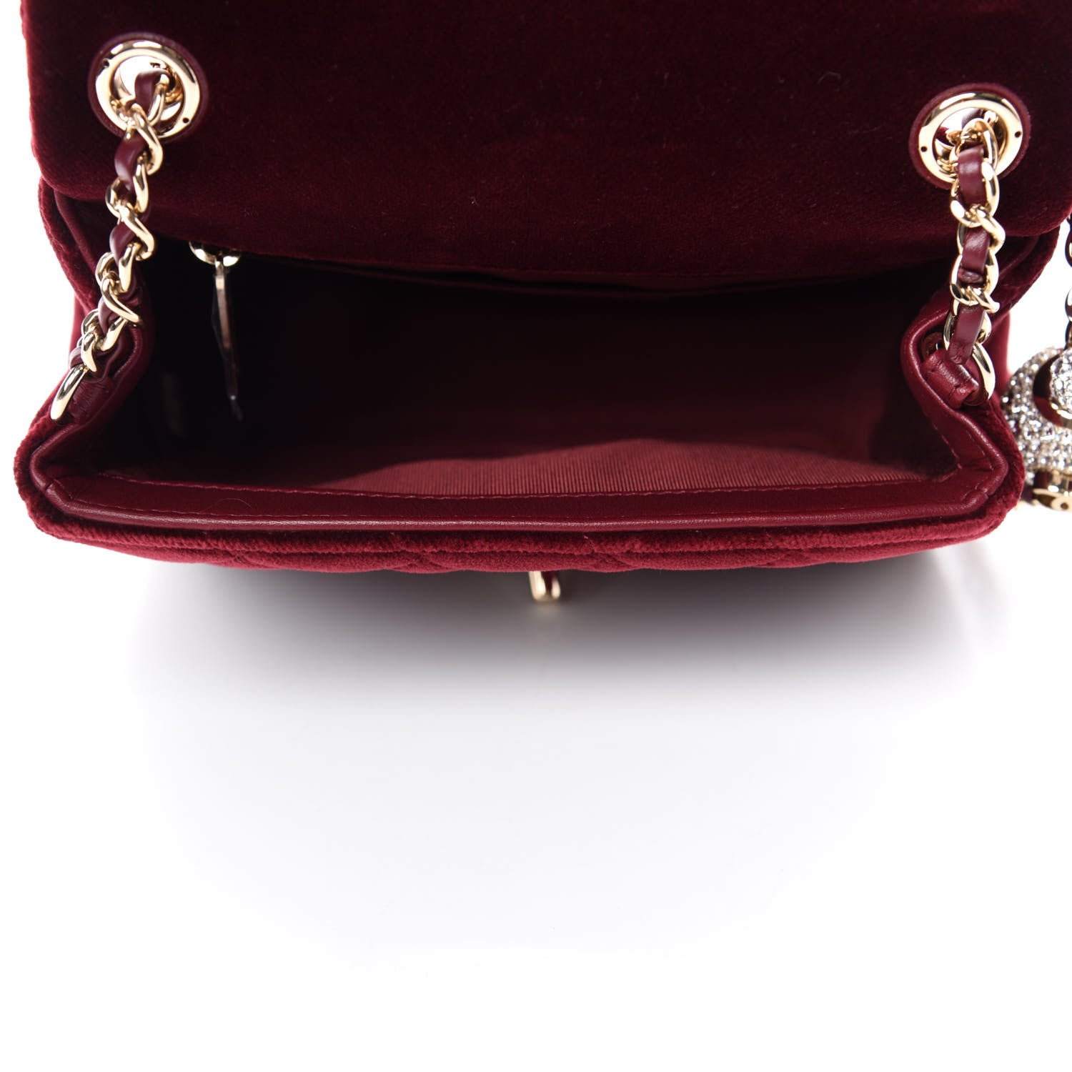 Chanel Velvet Quilted Mini Pearl Crush Flap Burgundy 5 of 11