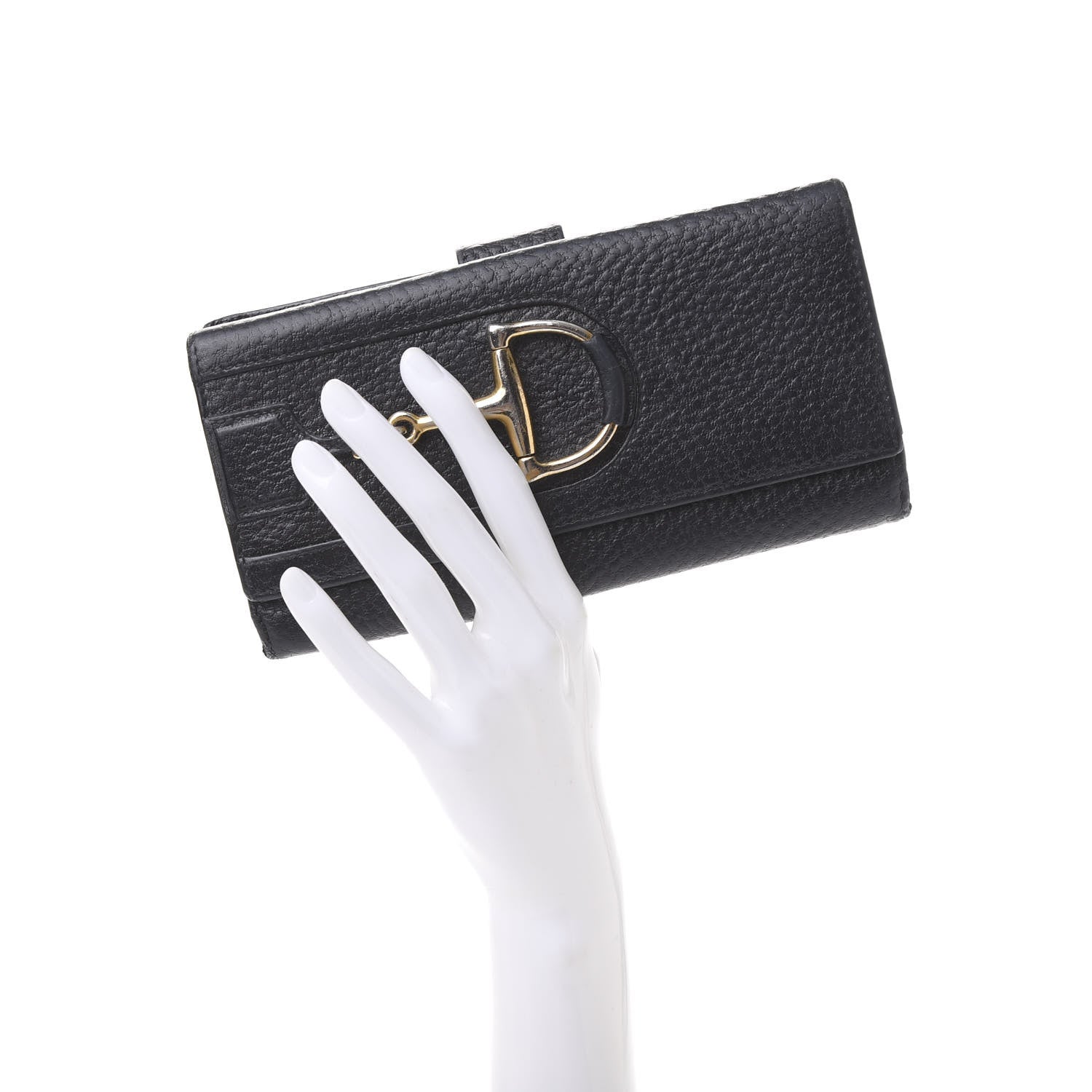 Gucci Grained Calfskin Hasler Continental Wallet Black 2 of 9