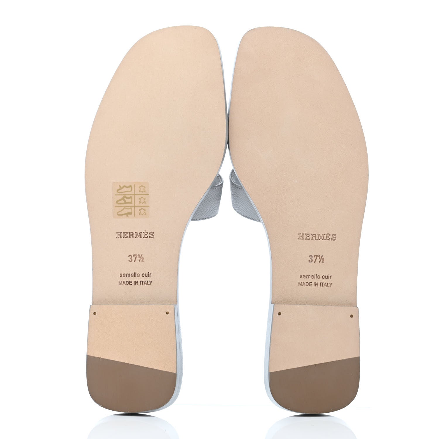 Hermes Epsom Oran Sandals 37.5 Bleu Glacier 4 of 4