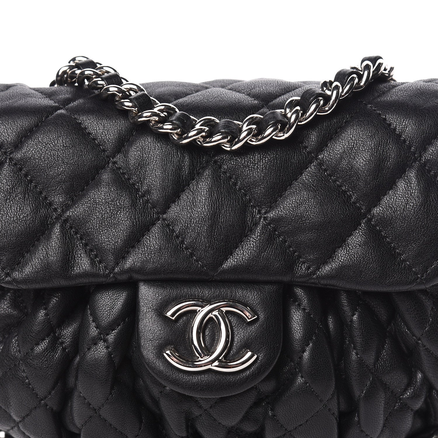 Chanel Washed Lambskin Quilted Mini Chain Around Messenger Black 10 of 11