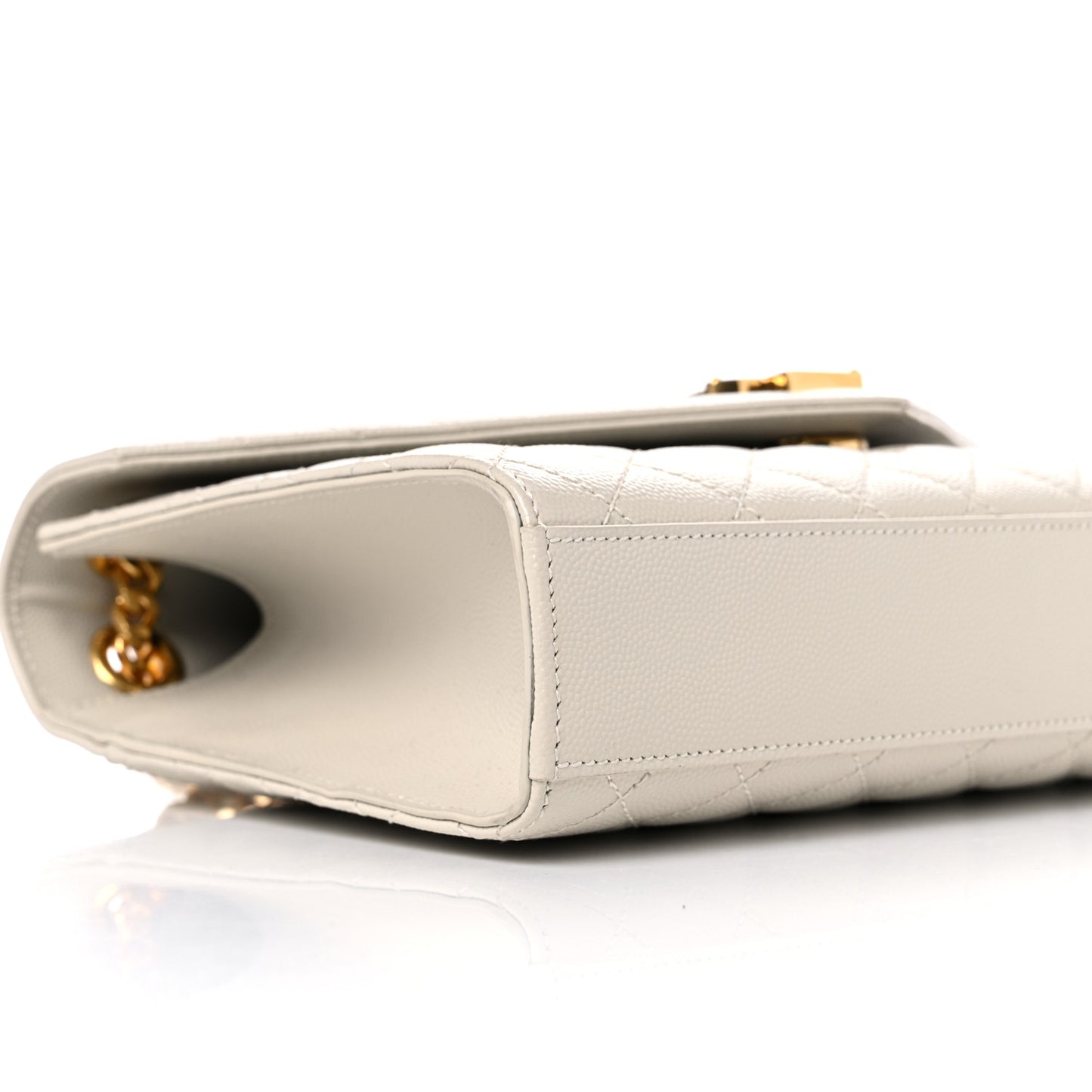 Grain De Poudre Textured Mixed Matelasse Medium Triquilt Monogram Satchel Crema Soft