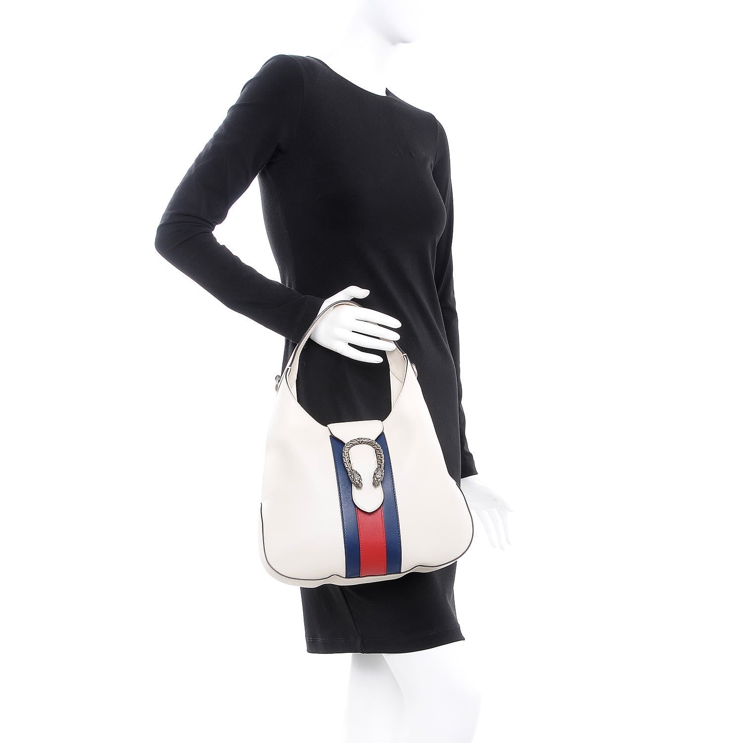 Gucci Calfskin Web Stripe Small Dionysus Hobo White 3 of 9