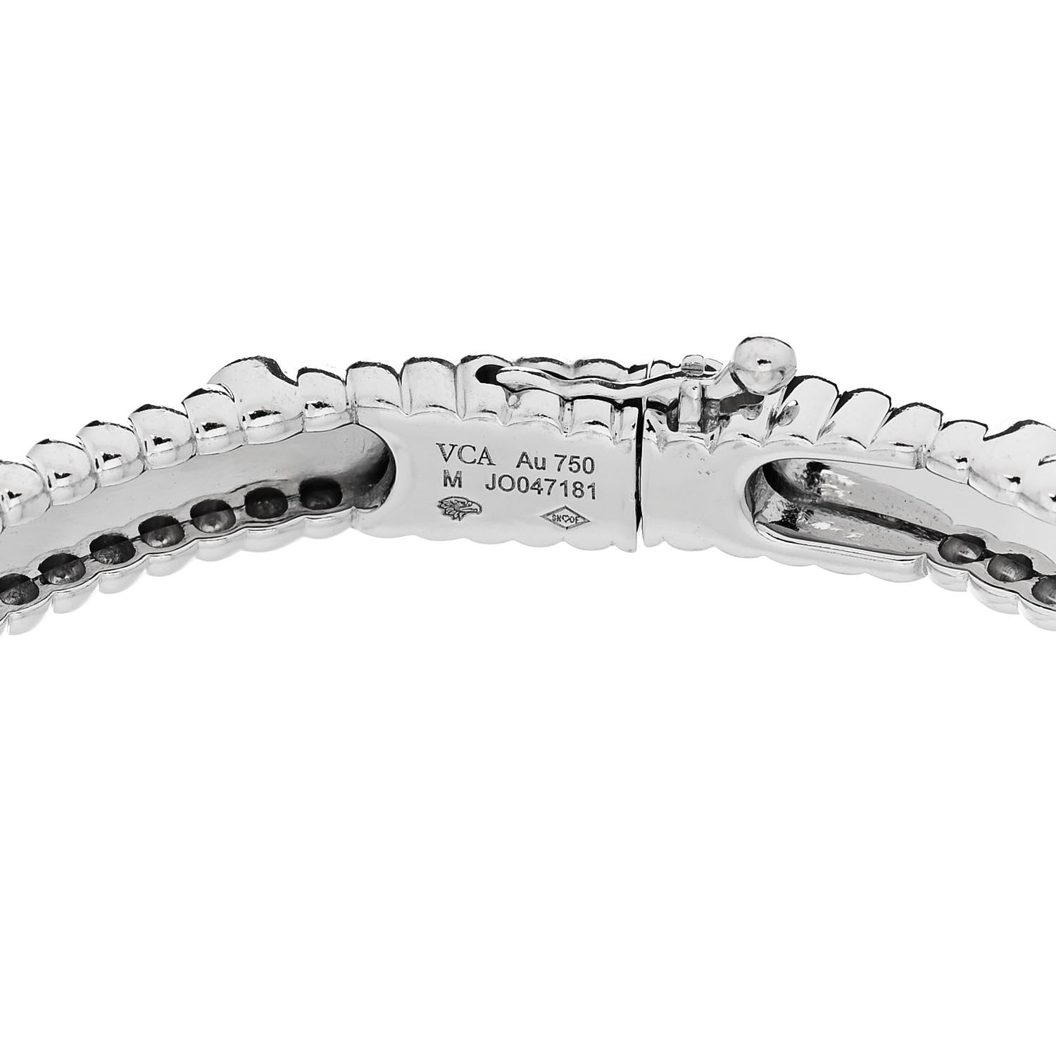 Van Cleef & Arpels 18K White Gold Diamond Perlee Sweet Clovers Bracelet M 3 of 4