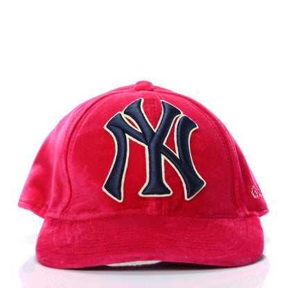 Gucci X MLB Velvet NY Yankees Baseball Hat 57-61 Pink 3 of 9