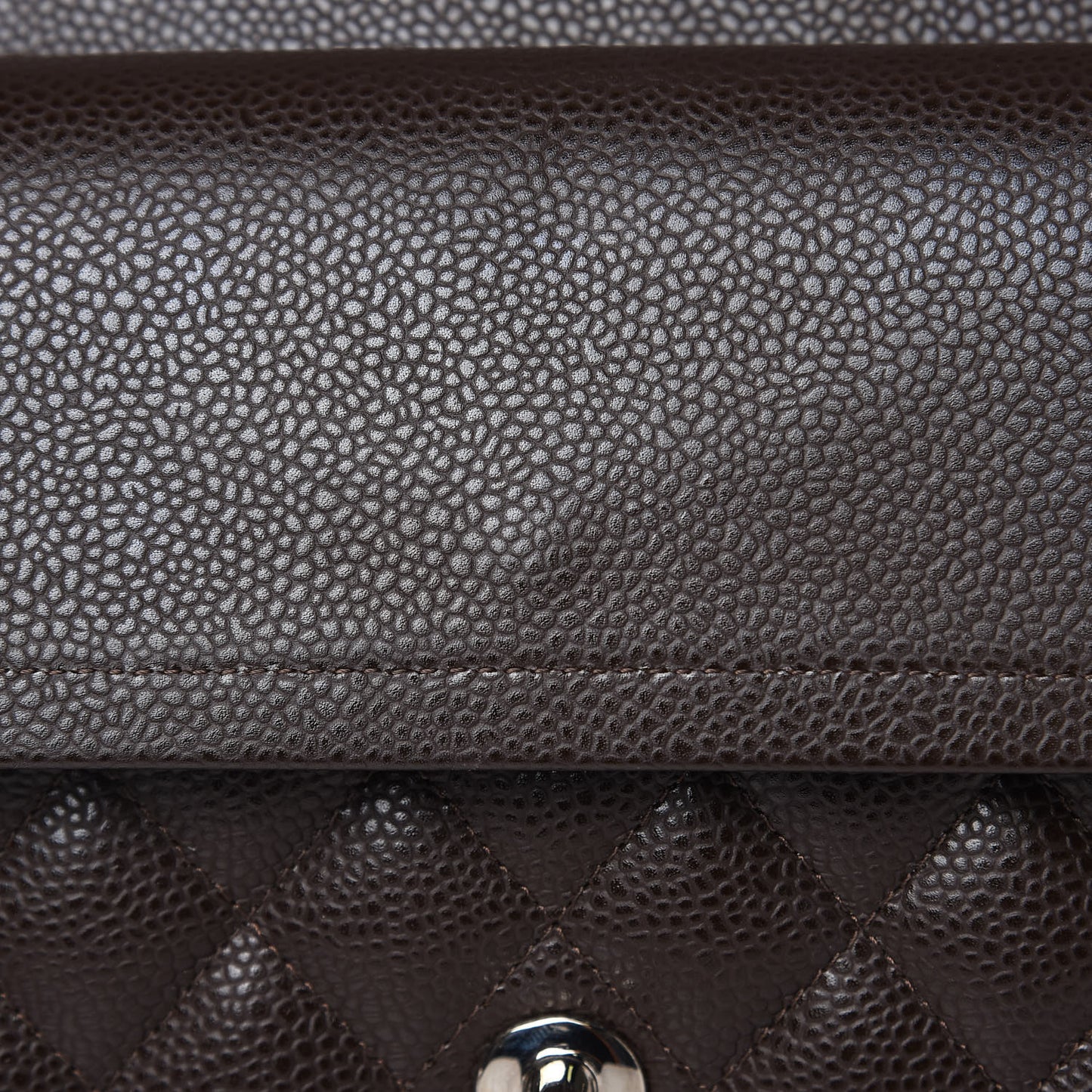 Caviar Quilted Medium Double Flap Brown