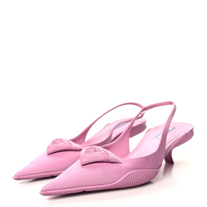 Prada Nylon Flower Pointed Toe 45mm Slingback Pumps 40 Primula 3 of 11