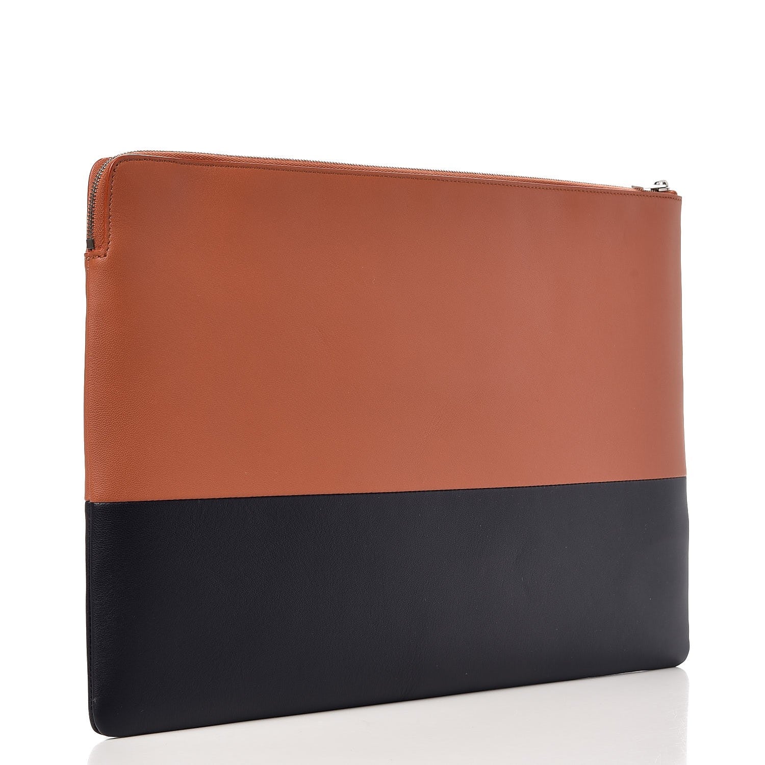Celine Lambskin Large Bi-Color Solo Clutch Pouch Terracotta Navy 3 of 7