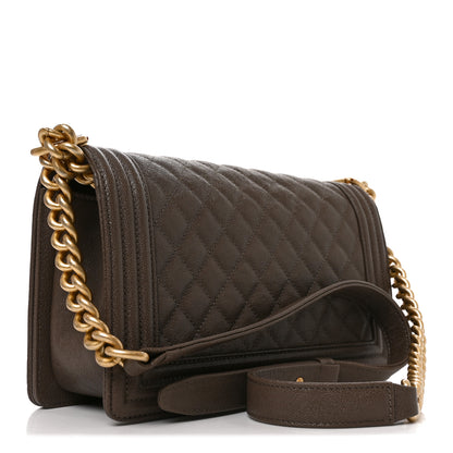 Chanel Caviar Quilted Medium Boy Flap Khaki 3 of 10