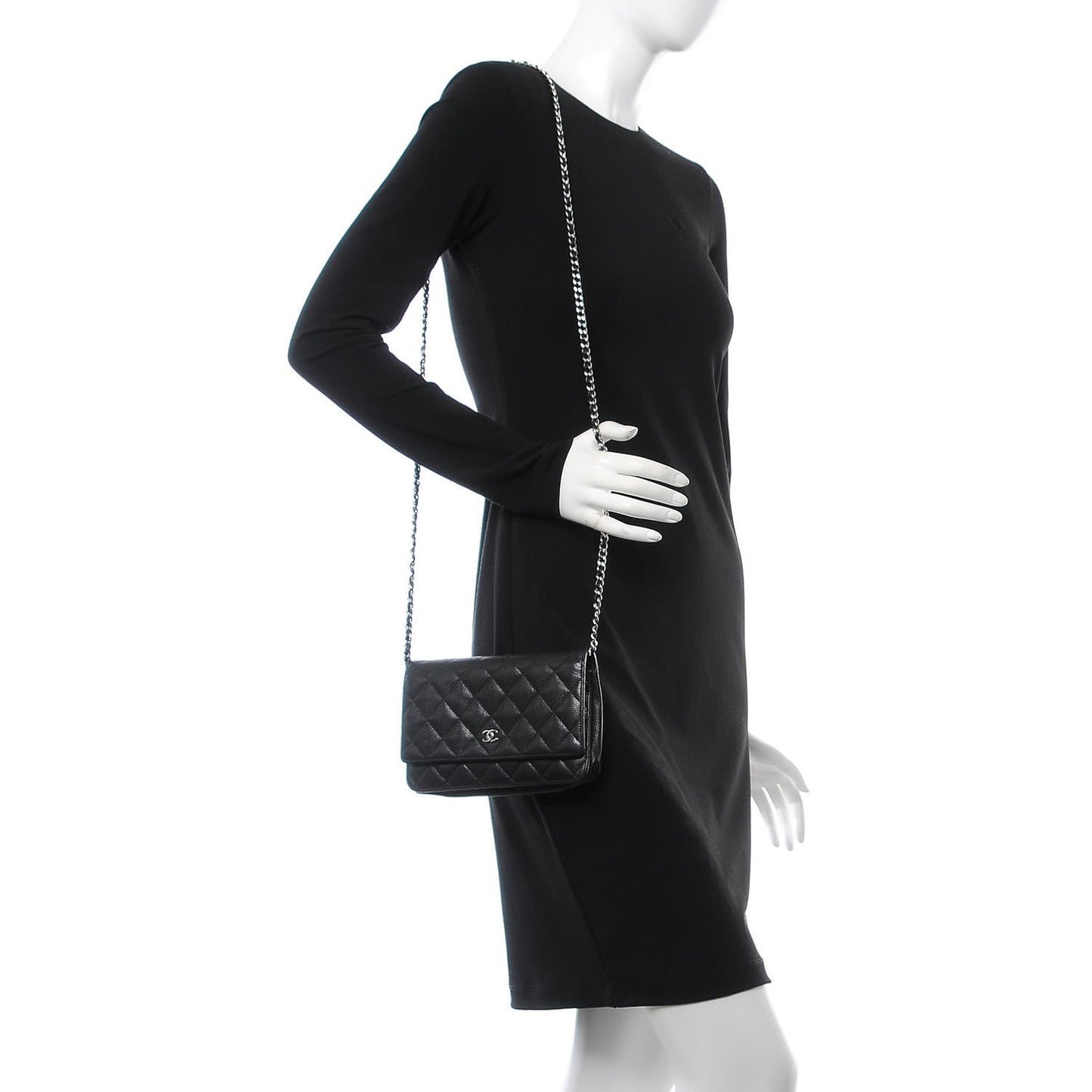 Caviar Quilted Wallet On Chain WOC Black