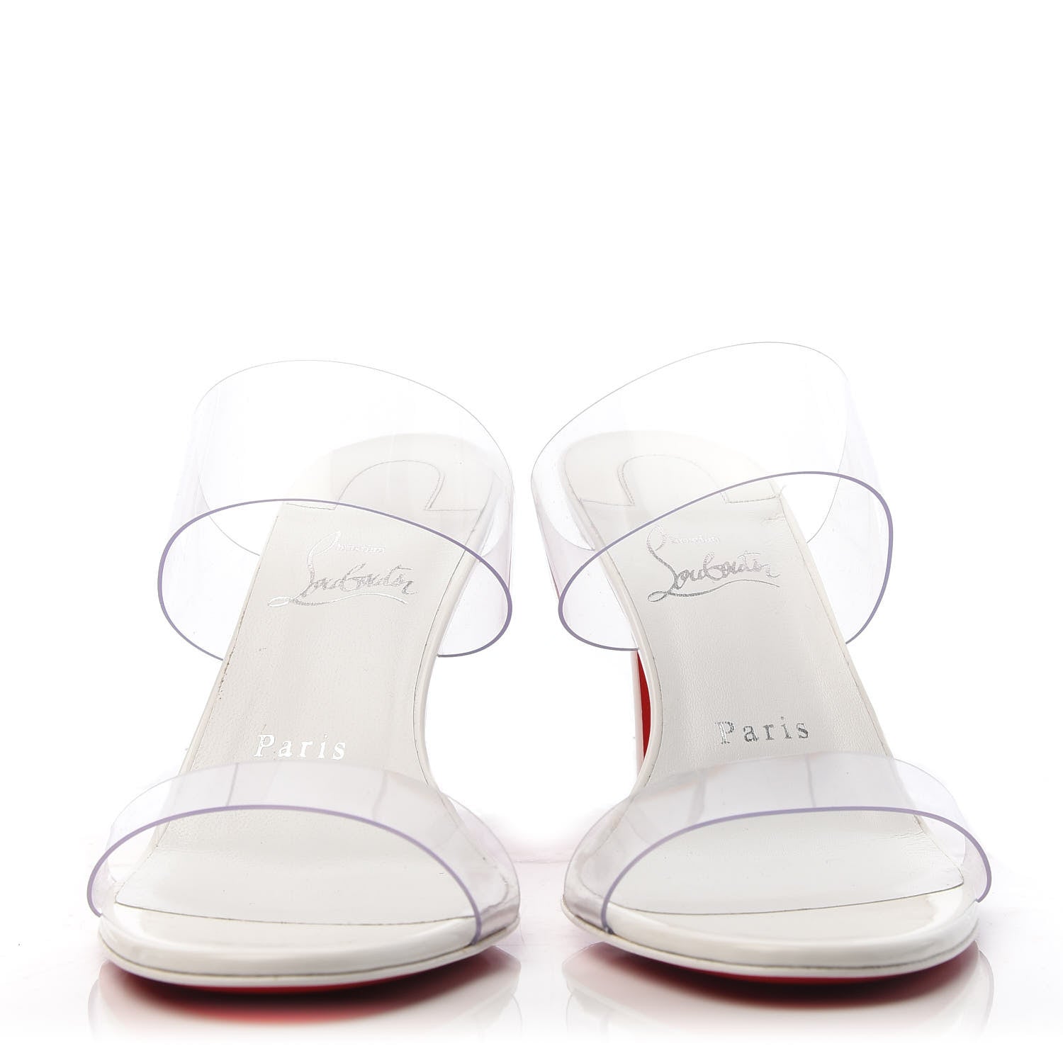 Christian Louboutin Patent PVC Just Nothing 85 Slide Sandals 38 White 2 of 9