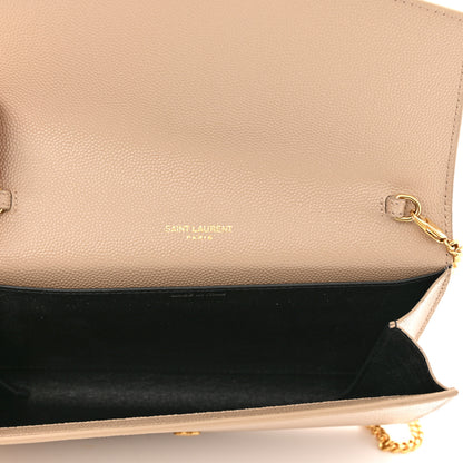 Saint Laurent Grain De Poudre Monogram Uptown Chain Wallet Dark Beige 5 of 10