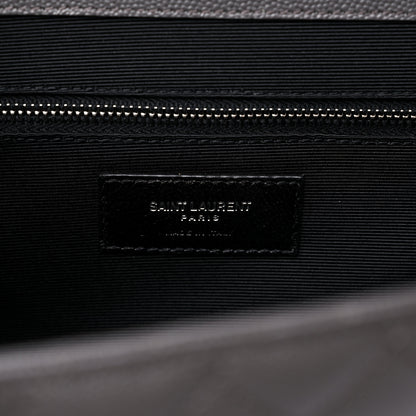 Saint Laurent Grain De Poudre Textured Mixed Matelasse Large Triquilt Monogram Satchel Earth 6 of 13