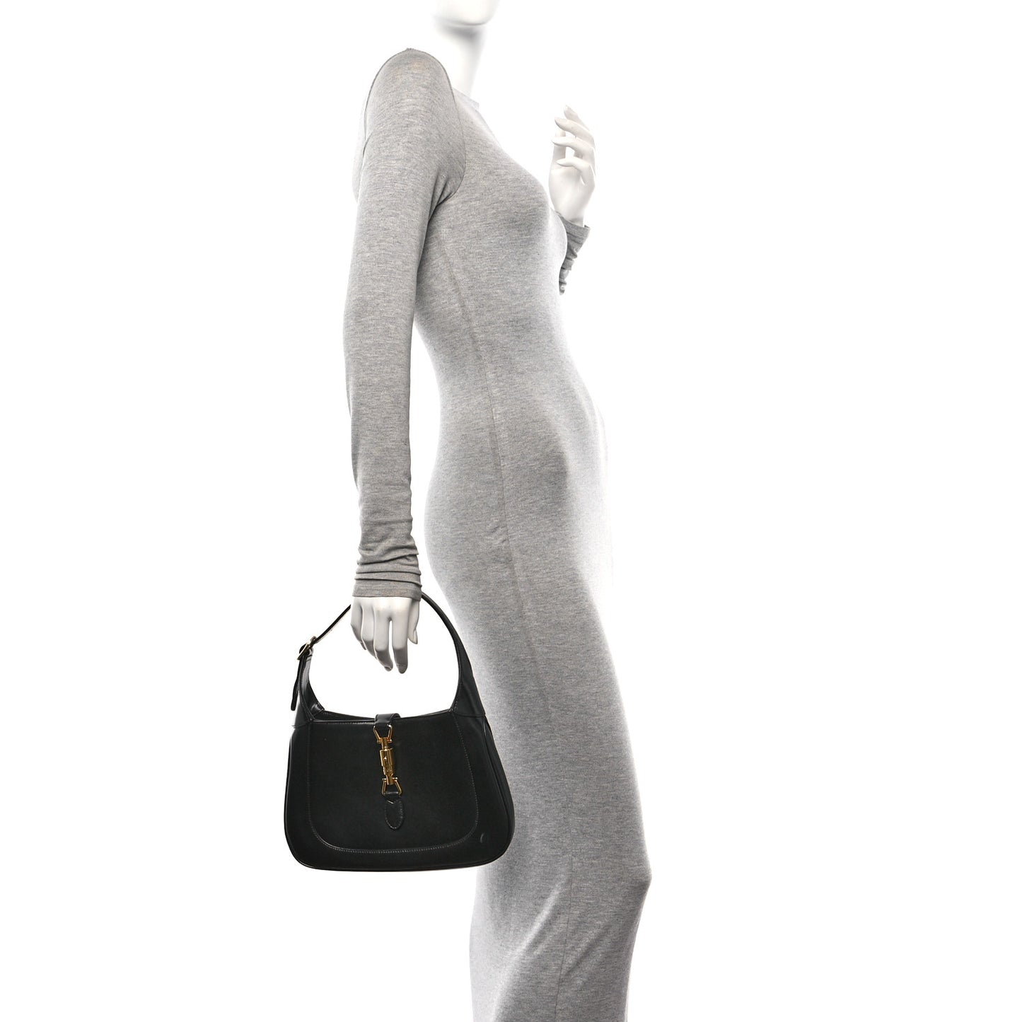 Boarded Dyana Lux Calfskin Small Jackie 1961 Hobo Black