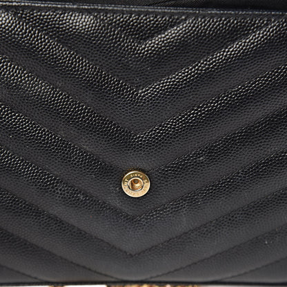Saint Laurent Grain De Poudre Matelasse Chevron Monogram Chain Wallet Black 15 of 23
