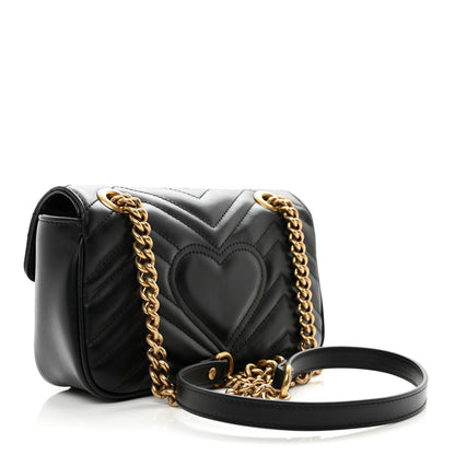 Gucci Calfskin Matelasse Mini GG Marmont Shoulder Bag Black 3 of 10