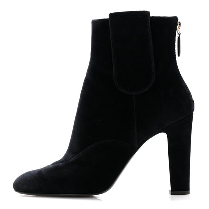 Chanel Velvet Short Boots 40.5 Black 1 of 9