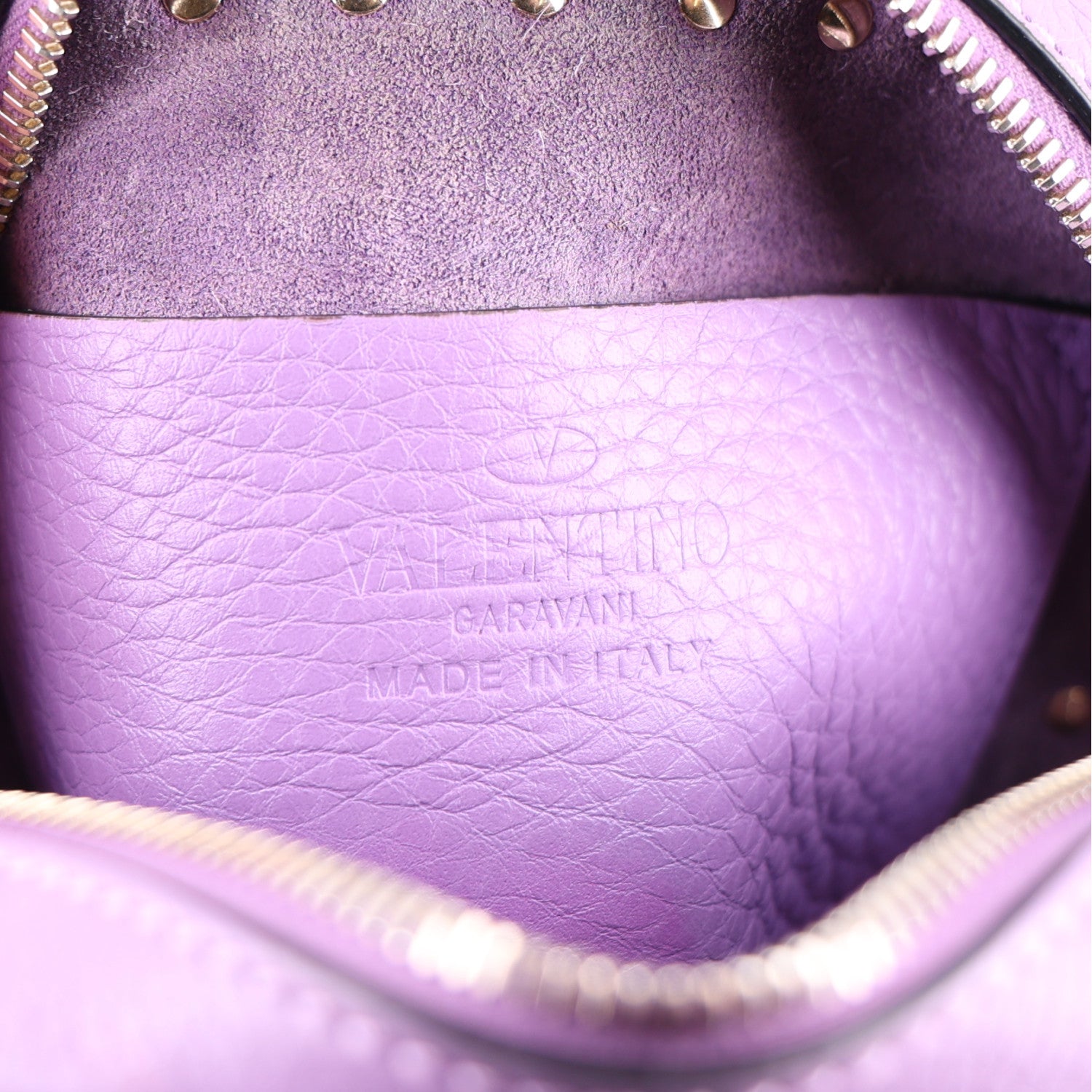 Valentino Garavani Pebbled Calfskin Rockstud Camera Crossbody Bag Purple 6 of 9