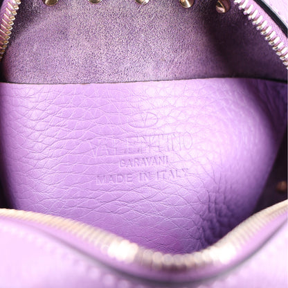 Valentino Garavani Pebbled Calfskin Rockstud Camera Crossbody Bag Purple 6 of 9
