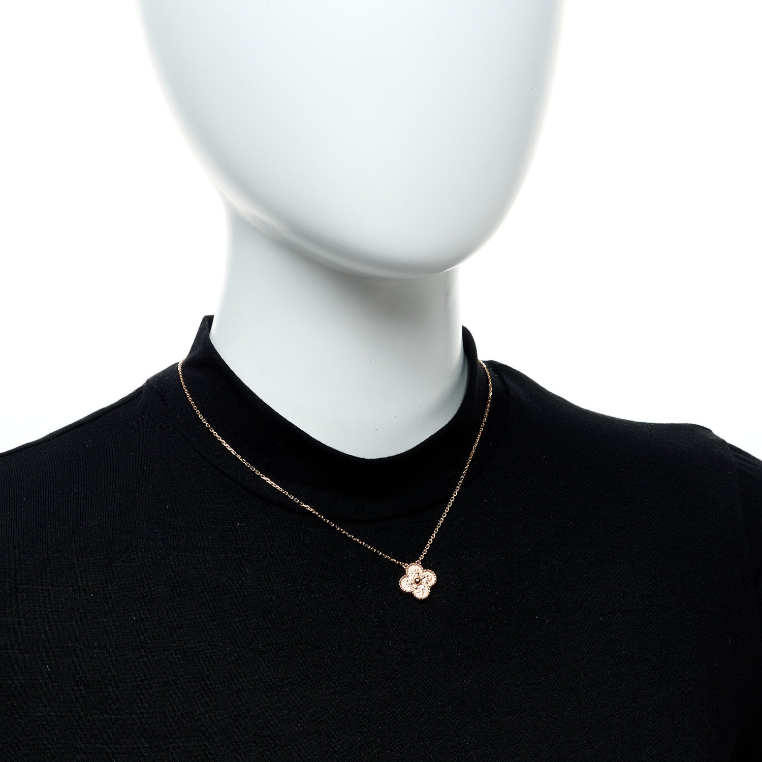 Van Cleef & Arpels 18K Rose Gold Vintage Alhambra Pendant Necklace 3 of 6