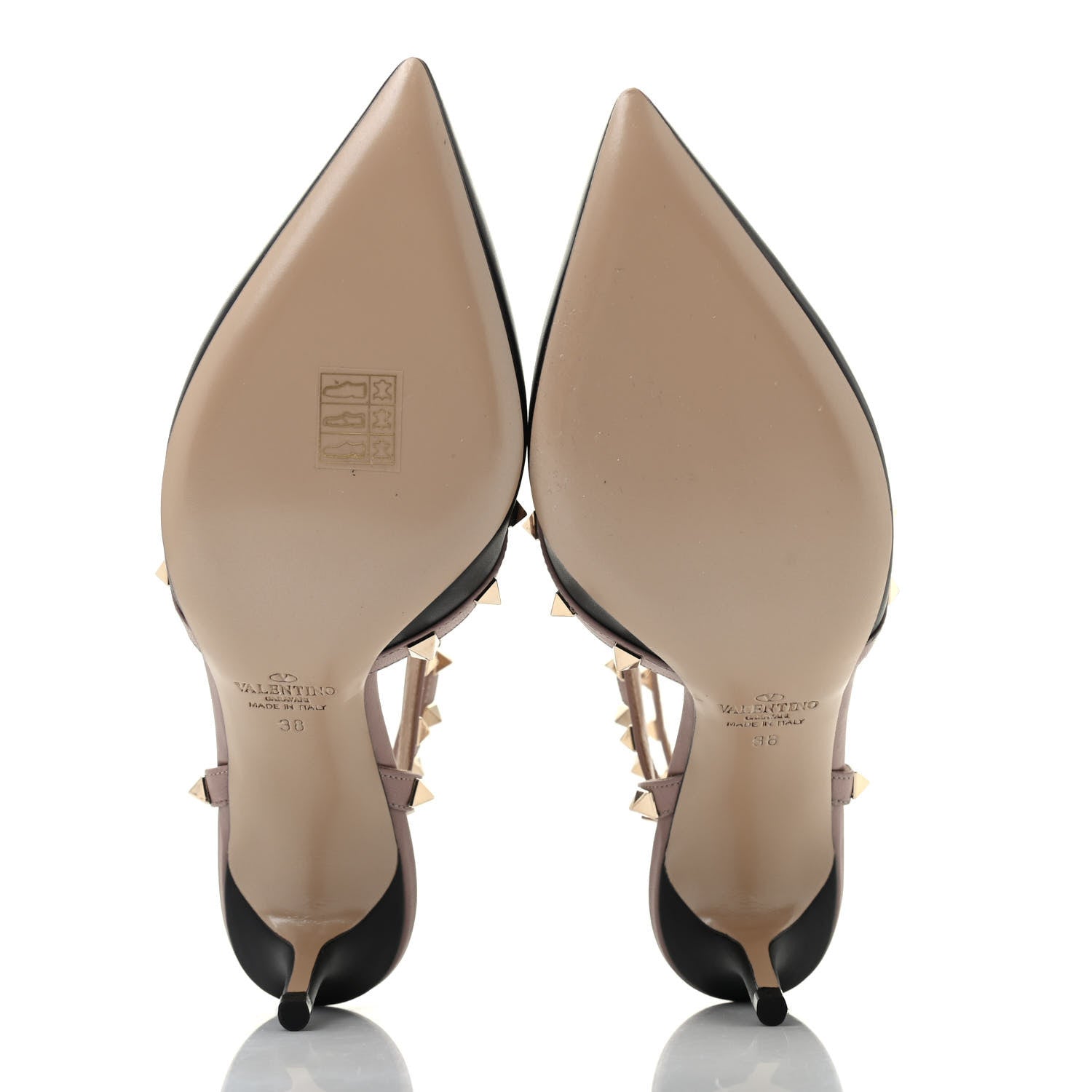 Valentino Garavani Calfskin Nappa Rockstud Ankle Strap 65mm Pumps 38 Black Poudre 5 of 8