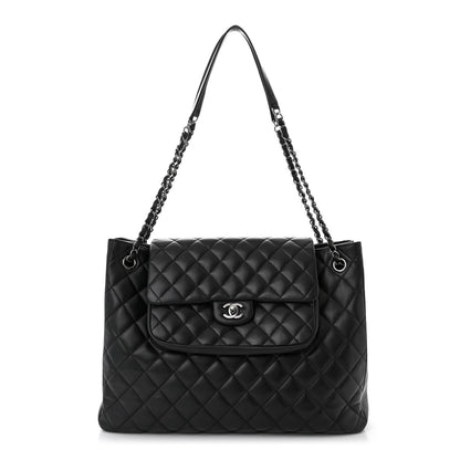Chanel Lambskin Quilted Front Flap Tote Black 1 of 12