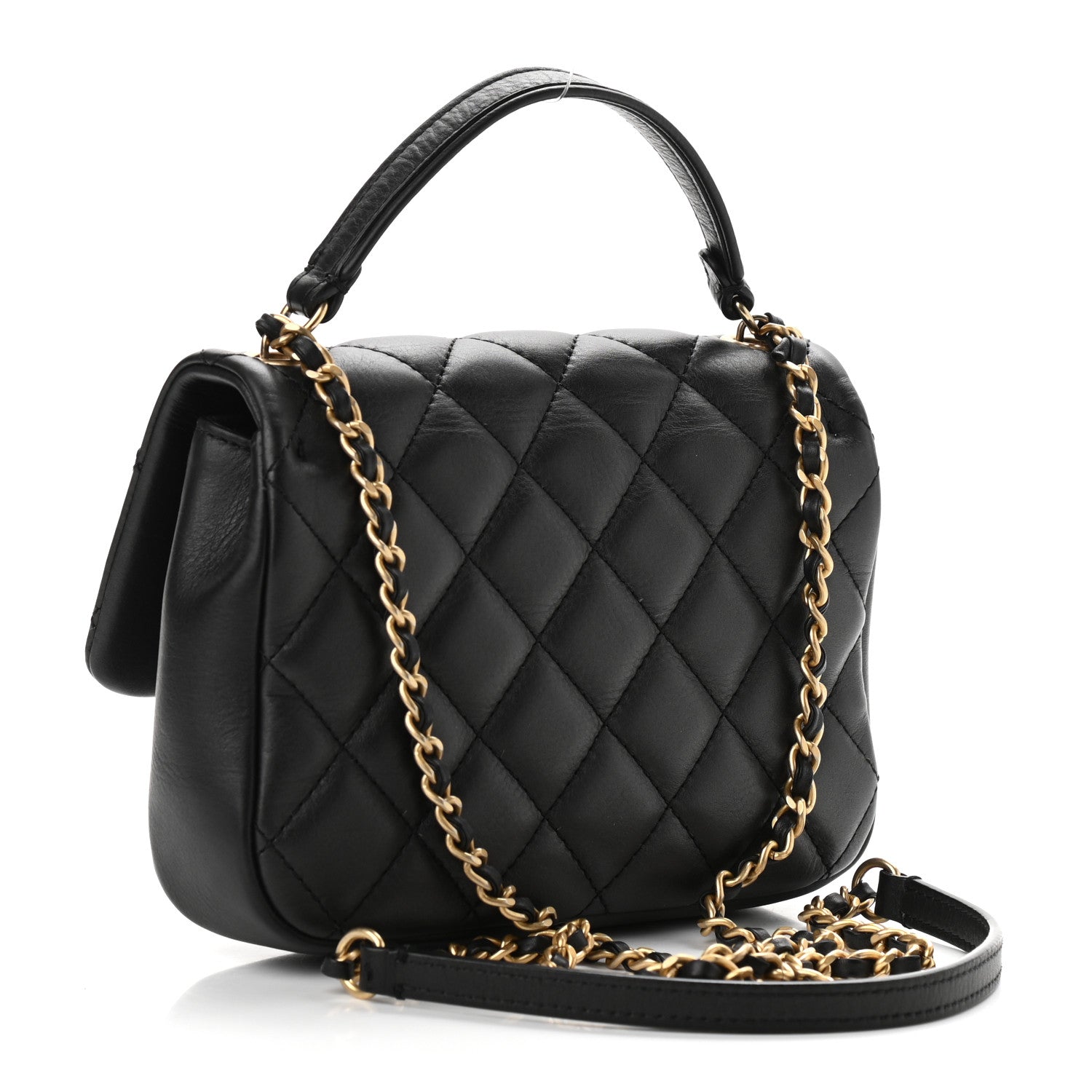Chanel Calfskin Quilted Top Handle Flap Black 3 of 11