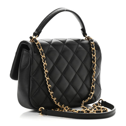 Chanel Calfskin Quilted Top Handle Flap Black 3 of 11
