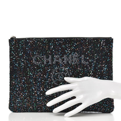 Chanel Canvas Sequin Medium Deauville Cosmetic Pouch Black 2 of 8