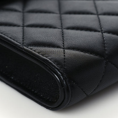 Chanel Lambskin Quilted Pearl Phone Holder With Chain Black 10 of 11