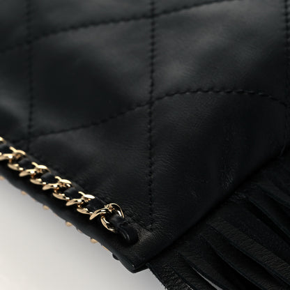 Chanel Calfskin Quilted Fringe Small Shopping Bag Black 11 of 14