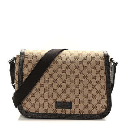 Gucci Monogram Large Flap Messenger Bag Beige Dark Brown 1 of 9