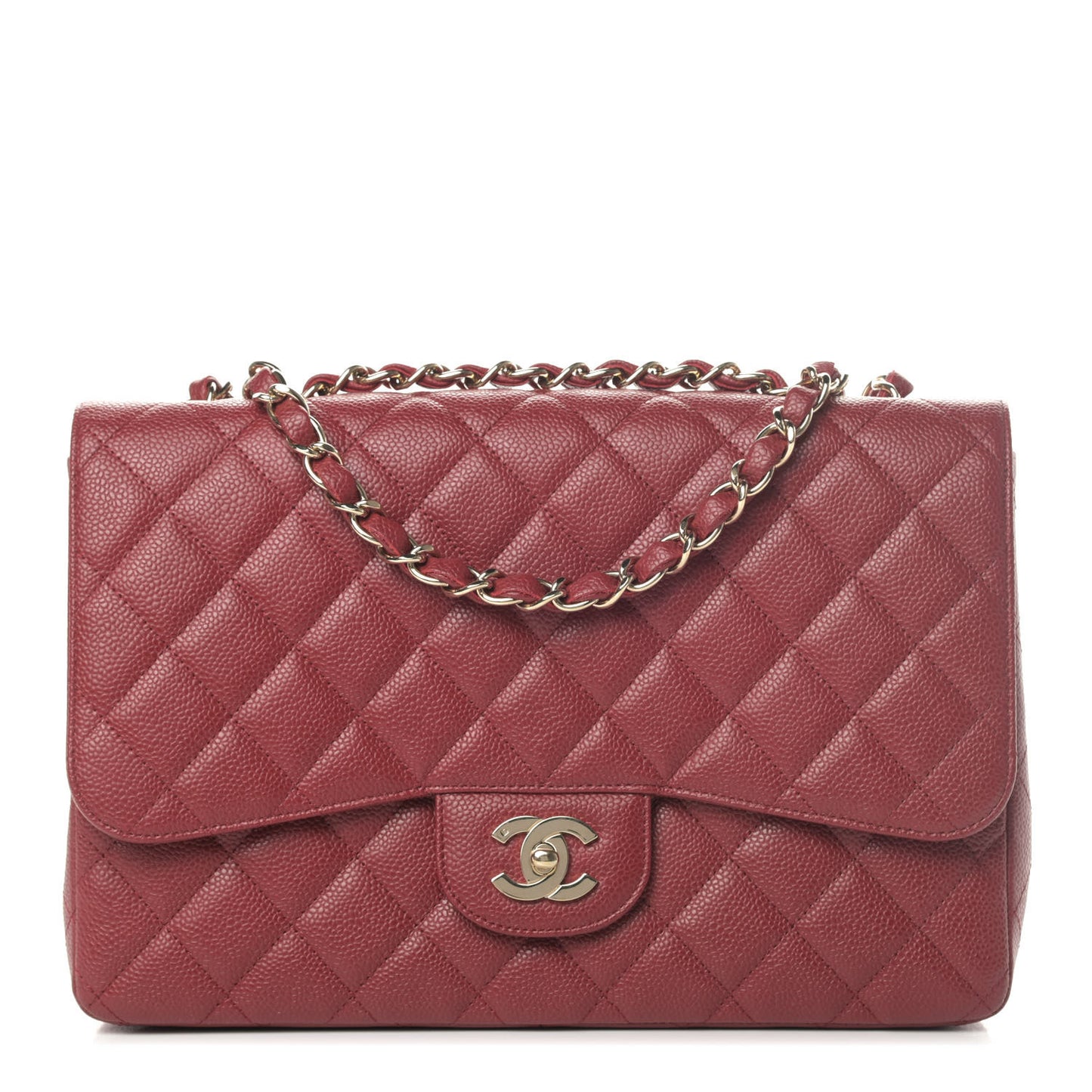 Caviar Quilted Jumbo Single Flap Red