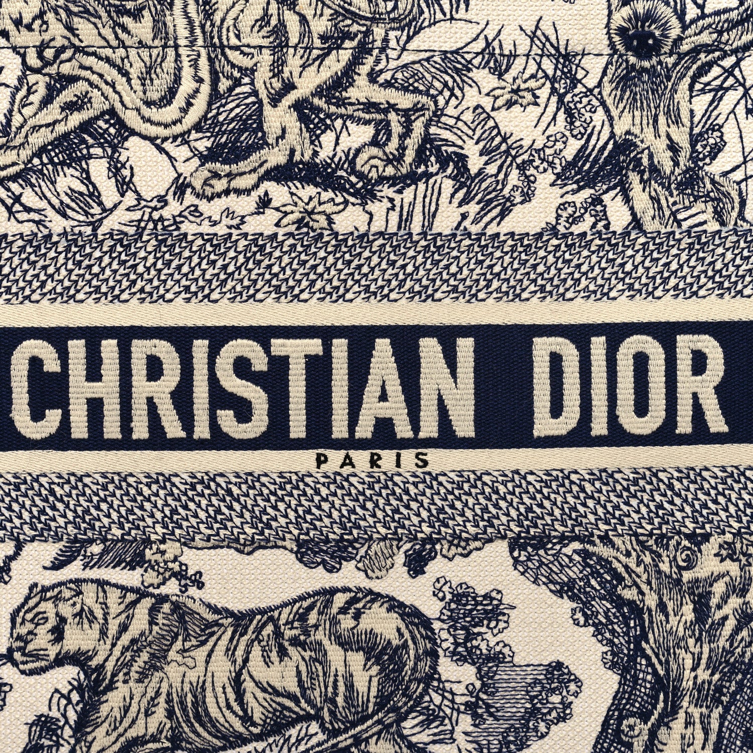 Christian Dior Canvas Embroidered Medium Dioriviera Toile De Jouy Book Tote Blue 8 of 13