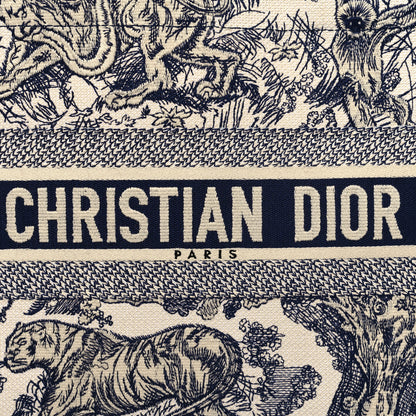 Christian Dior Canvas Embroidered Medium Dioriviera Toile De Jouy Book Tote Blue 8 of 13