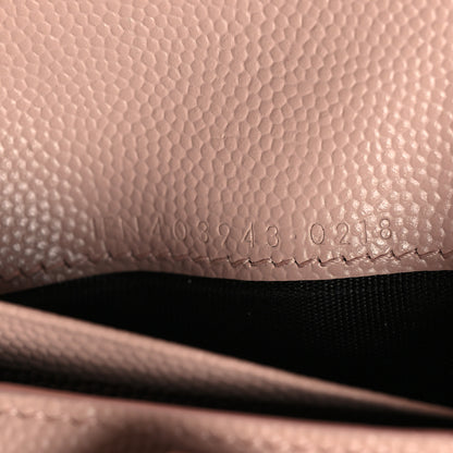 Saint Laurent Grain De Poudre Matelasse Chevron Monogram Compact Tri Fold Wallet Pale Pink 8 of 9