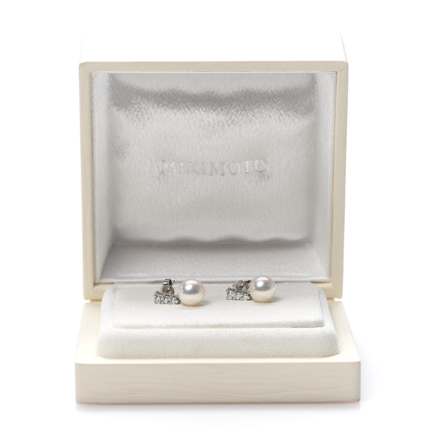18K White Gold Diamond Akoya Pearl 8mm Morning Dew Earrings