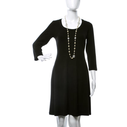 Chanel Crystal Pearl CC Long Necklace Silver 2 of 6